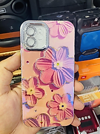 İphone 12 Çiçek Desenli Taşlı Lens Korumalı Telefon Kılıfı
