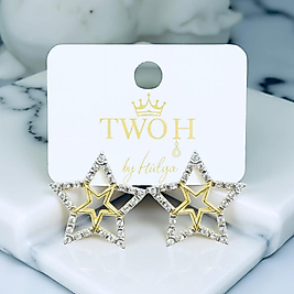 Gold Yıldız Zirkon Taşlı Yıldız Küpe