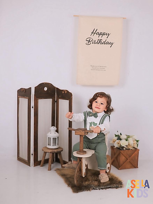 Erkek Çocuk Haki Yeşili Salopet Takım