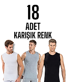 Gümüş Erkek Kolsuz Sıfır Yaka Atlet Karışık 18 Li Paket