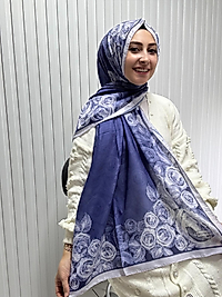 Siyane Desenli Pamuklu Şal