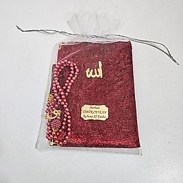 Bordo Tül Keseli Kadife Set