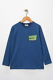 Erkek Çocuk Uzun Kollu Bisiklet Yaka "Gazze"  Baskılı Tişört Mevsimlik Pamuklu