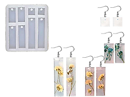 8'li Dikdörgen Küpe Epoksi Reçine Kalıbı EPK415