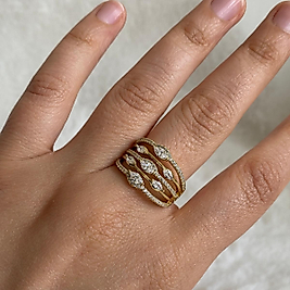 Xuping Gold Rengi Oval Taşlı Yüzük