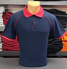 Yakalı T-Shirt Pamuk Penye 1.Kalite Kumaş Lacivert ve Kırmızı Renk