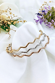 Xupin Vip Seri Gold - Gümüş - Rose Gold Renk Zikzak 3'lü Çelik Ajda Bilezik