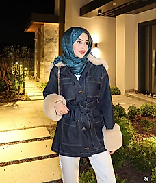 Toby Peluş Detaylı Kot Ceket - ANTRASİT