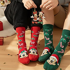 Yeni Yıl Minnie Mickey Çift Çorap Anahtarlık Set