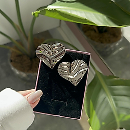 Silver Plaka Kalp Küpe