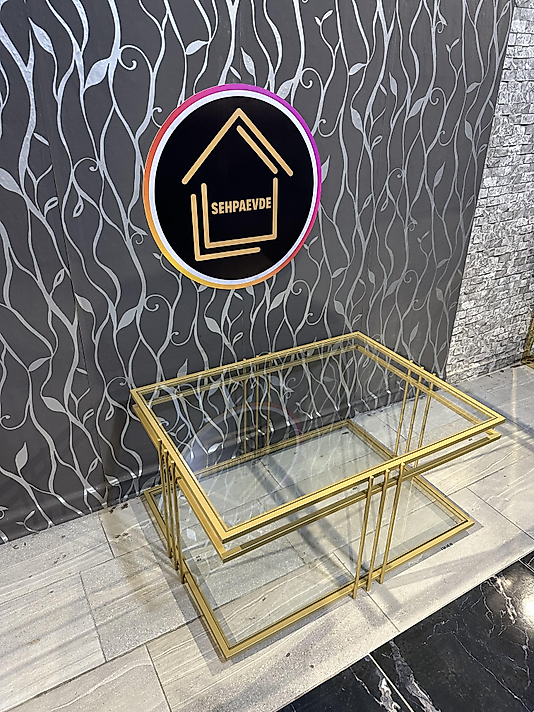 MAT GOLD MİLLİ ORTA SEHPA ŞEFFAF CAM