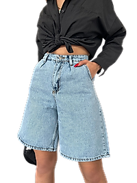 Rahat Kesim Denim Şort Çift Cepli