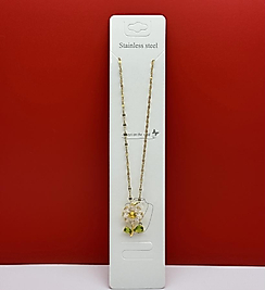Sarı taşlı papatya figürü çelik kolye gold