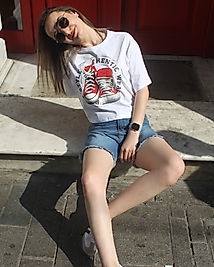 Style Baskılı Crop Tişört