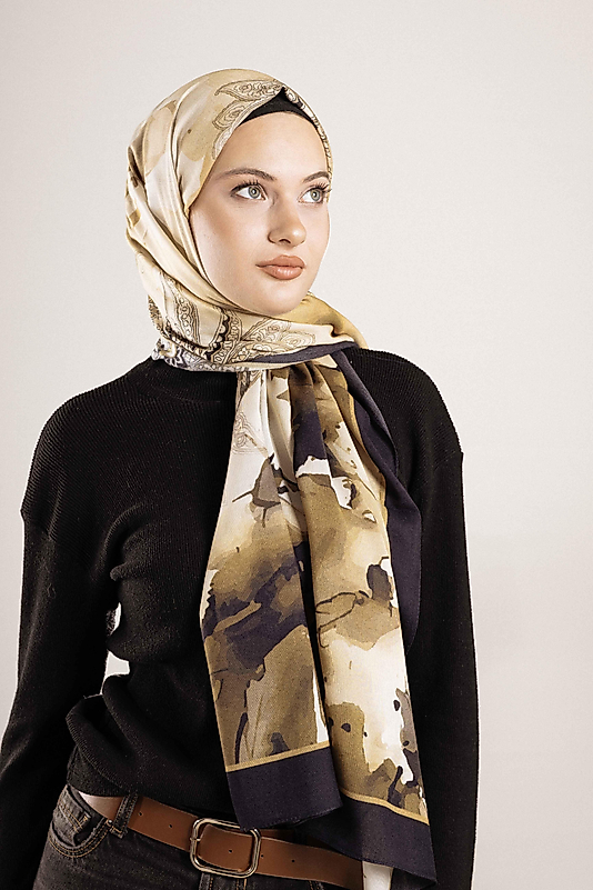 FLOOR İPEK ŞAL İTALYAN DİKİŞİ DESEN-1