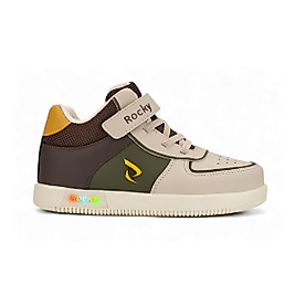 Wolf Erkek Çocuk Cırtlı Işıklı, Işıksız Kaymaz Ortopedik Taban Bej Boğazlı Sneaker & Spor Ayakkabı