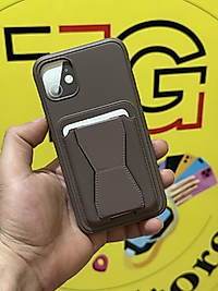 İphone 11 Kartlıklı Standlı Deri Telefon Kılıfı