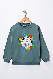 Erkek Çocuk  "Hayırlı Bayramlar" Baskılı Pamuklu Sweat