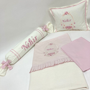 Krem/Pembe Şeker Yastıklı Komple Set