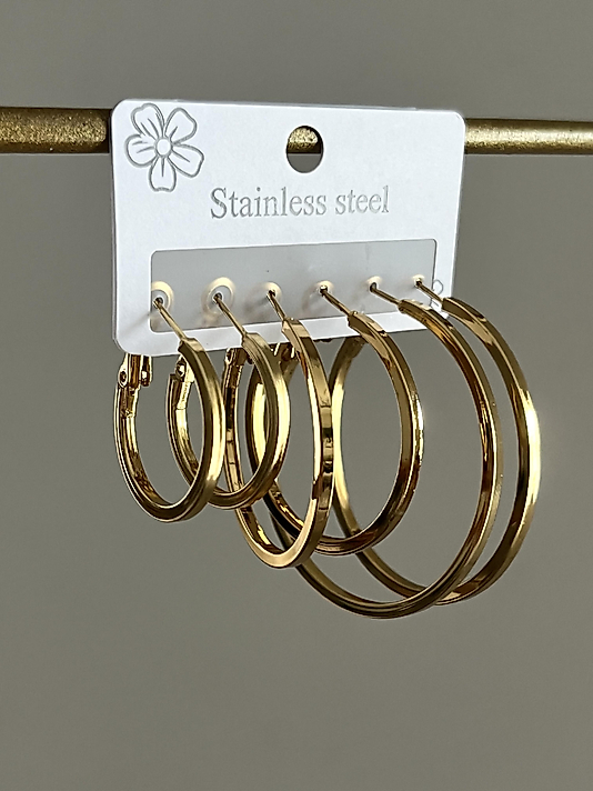 Çelik Gold 6’lı Kalın Halka Küpe