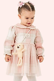 Kız Çocuk 2-5 Yaş Ayıcık Çantalı Elbise