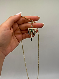 Xuping VIP Çelik Taşlı Geometrik Sallantı Kolye – 14K Altın Renk