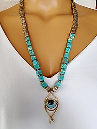 VARASİT VE SERAMİK UZUN KOLYE