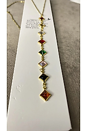 Y kolye çift taraflı çelik gold RENKLİ ZİRKON TAŞLI