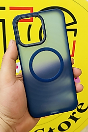 İphone 16 Pro Magsafe Mat Mavi Telefon Kılıfı