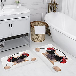 Rovigo Home Dijital Baskı Yıkanabilir Kaymaz 2 li Banyo Takımı