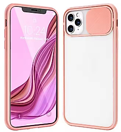 İphone 12 Pro Max Kamera Sürgülü Telefon Kılıfı Pembe