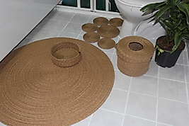 4lü Yuvarlak Hasır Renk Jüt Paspas Modeli