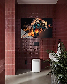 Alevler İçinde Kaplan Cam Tablo