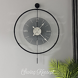 Siyah Luxe Füme Cam Tiktok (XX LARGE BOY 60x80 CM) Modern Duvar Metal Saati