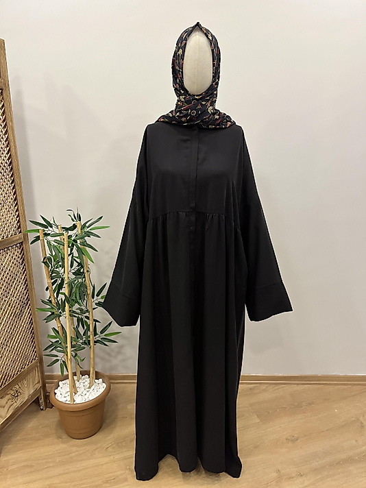 Siyah Abaya Kol Robalı Tensel Kupra Ferace