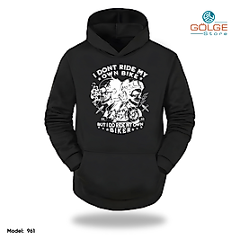 Motorcu Model Slimfit Kapüşönlu Hoodie Erkek kadın Sweatshirt