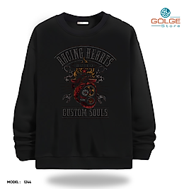 Motorcu Model Bisiklet Yaka Erkek kadın Slimfit Sweatshirt