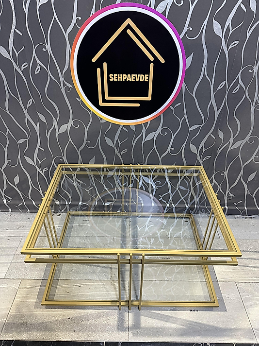 MAT GOLD MİLLİ ORTA SEHPA ŞEFFAF CAM