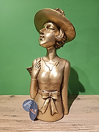 MERCAN MOBİLYA AKSESUAR,Sırtında sepet olan kız,biblo Gold, Polyester Dekoratif Maske Biblo, Gold Dekor, Yeni Yıl Hediyesi