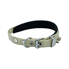 Konforlu Dokumadan El Yapımı Köpek Boyun Tasması Haki 1,5x20-25cm