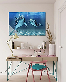 İki Yunuslu Cam Tablo