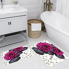 Rovigo Home Dijital Baskı Yıkanabilir Kaymaz 2 li Banyo Takımı