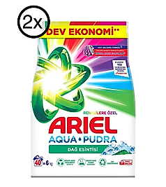 ARİEL 6KG X 2AD  Aqua  PUDRA DAĞ ESİNTİSİ BEYAZ VE RENKLİLER İÇİN