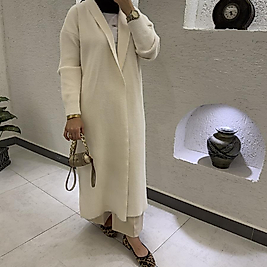 Şal yaka Angora hırka /ekru