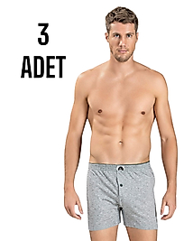 Gümüş Erkek Penye Boxer Şort Gri 3 Lü Paket