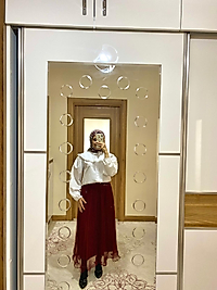Piliseli Tül Etek - Bordo