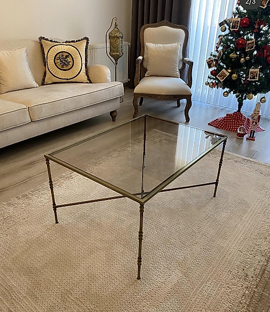 ESKİTME TORNALI ORTA SEHPA VE ZİGON BRONZ CAM