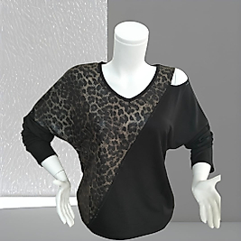 leopar desenli uzun kol bluz