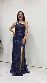Elegans Taşlı Lacivert Abiye