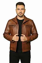 Jack Hakiki Deri Erkek Taba/Kahve Ceket